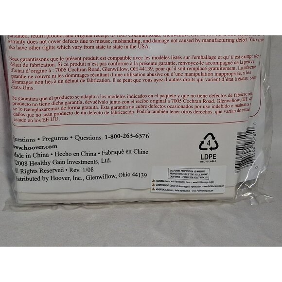 3 Hoover Vacuum Bags Type Z 4010075Z Standard Filtration, Genuine - Picture 4 of 4